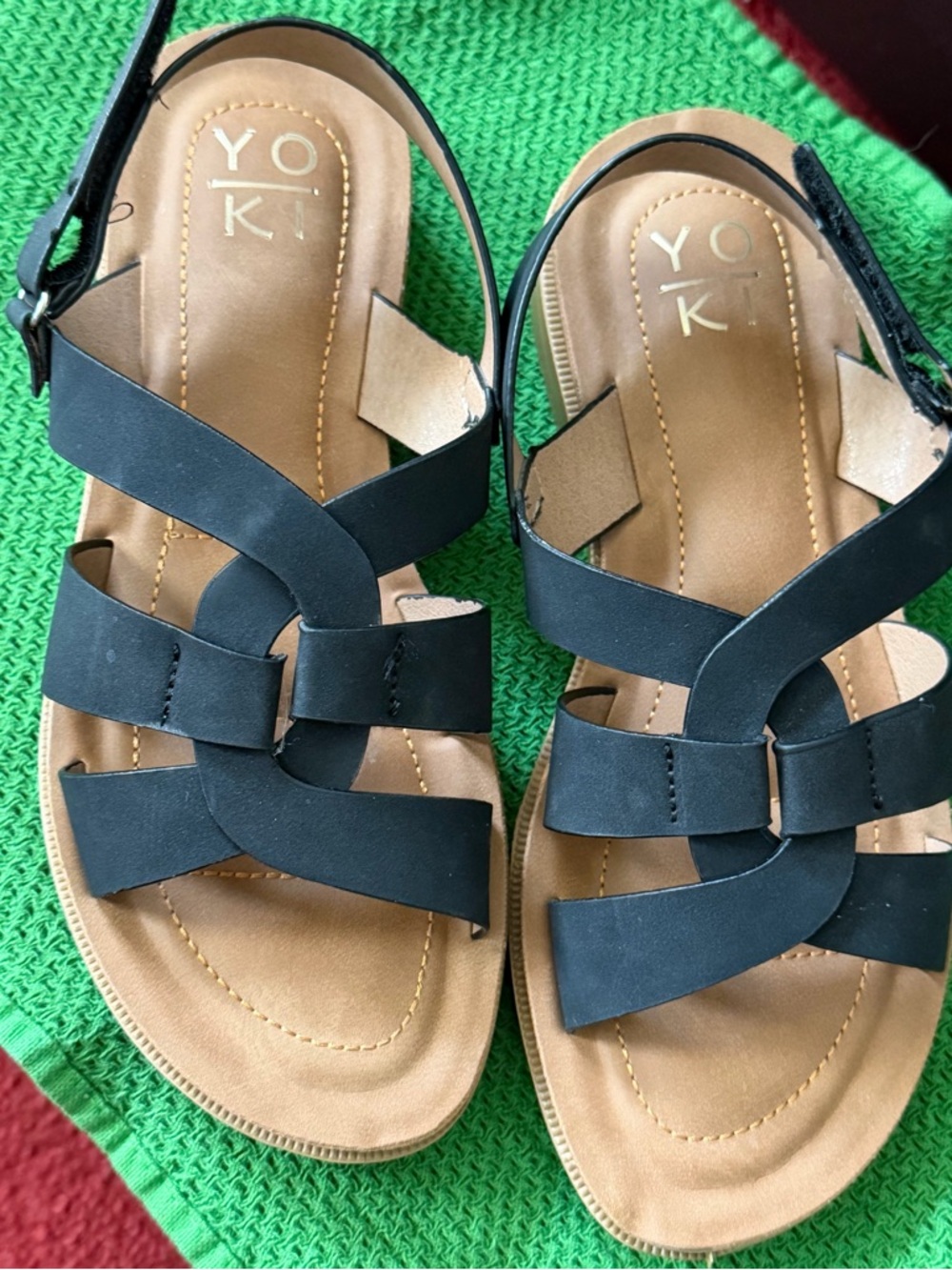 Yoki Black Strappy Women’s Sandals with Slingback